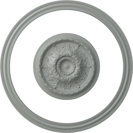 Ekena Millwork 55 3/8-in. OD x 47 3/8-in. ID Ceiling Ring with 28-in. OD Ceiling Medallion Stockport Accent Kit CRM55FX28ST